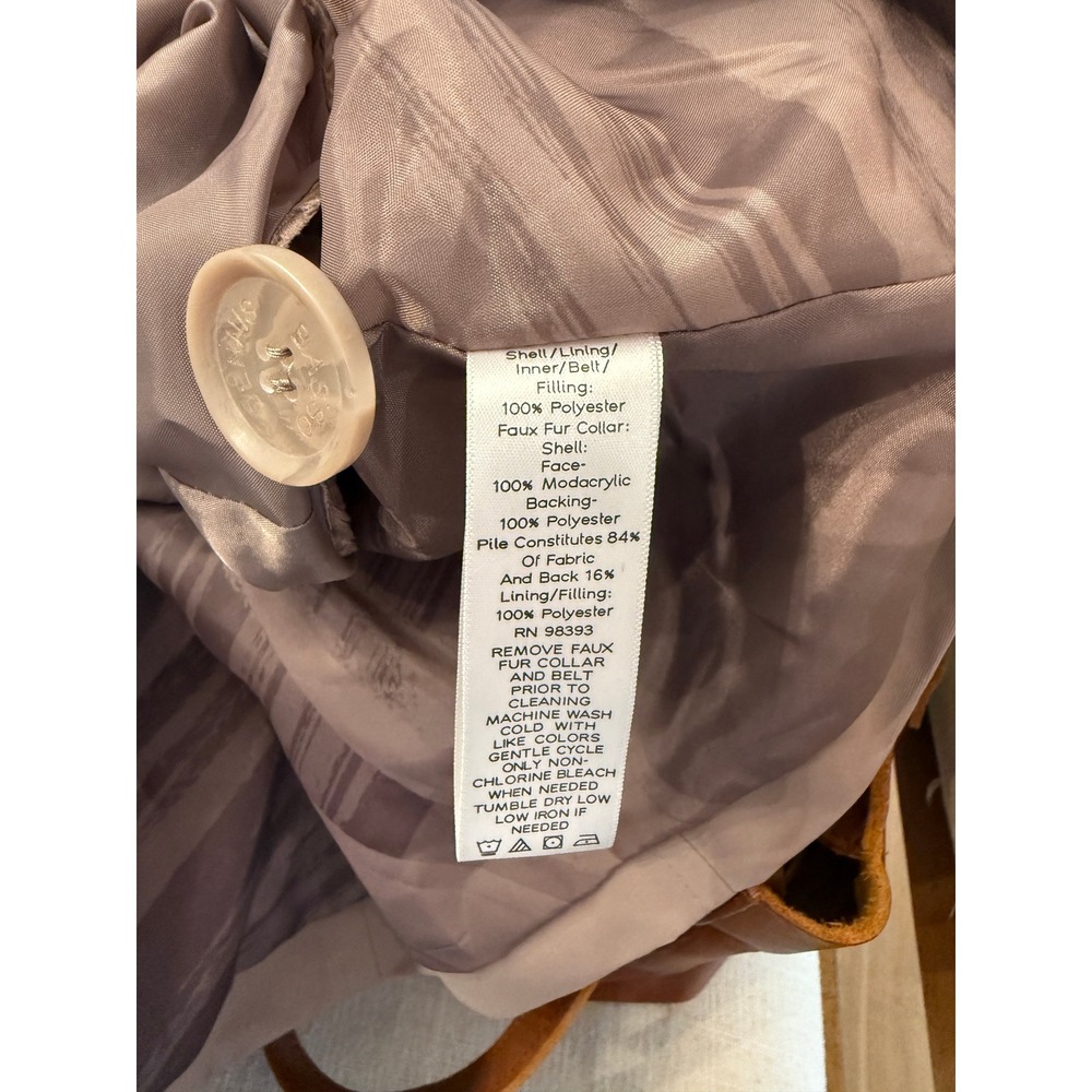 Dennis Basso 2X Faux Fur Collar Belted Coat Women's Taupe Lightweight NEW - Picture 6 of 13